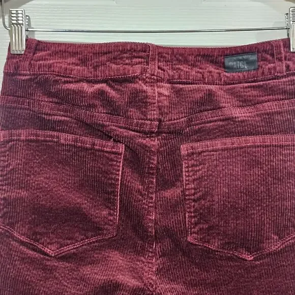 Paige Hoxton Slim Burgundy Corduroy Mid Rise Pants Size 26 - Picture 4 of 9